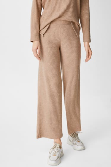 Women - Trousers - palazzo - light brown