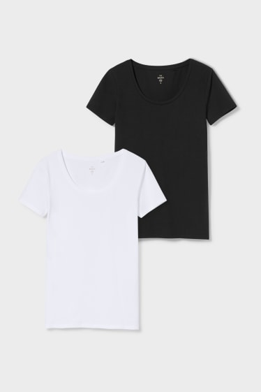 Donna - Confezione da 2 - t-shirt basic - nero / bianco