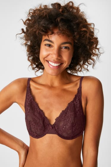 Women - Underwire bra - dark red