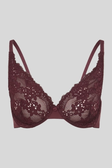 Women - Underwire bra - dark red