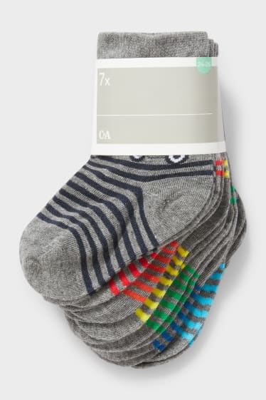 Children - Multipack of 7 - Digger - socks - striped - light gray-melange