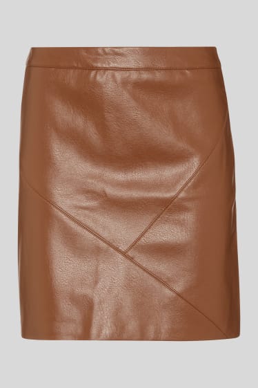 Women - Skirt - faux leather - brown