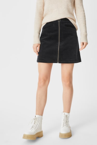 Women - Corduroy skirt - dark blue