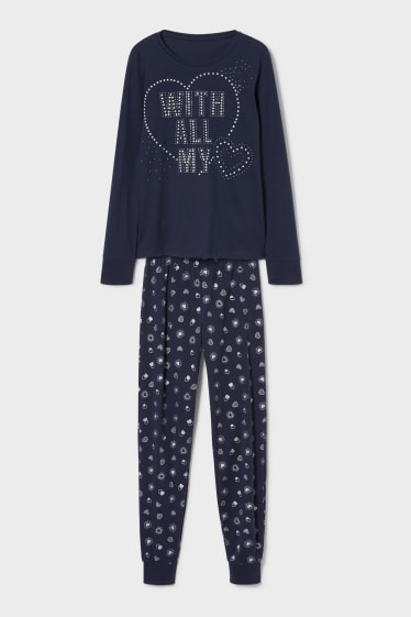 Kinderen - Pyjama - glanseffect - donkerblauw