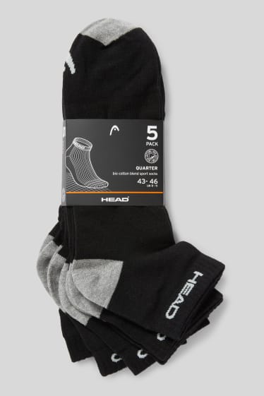 Hommes - HEAD - lot de 5 - chaussettes courtes de sport - noir