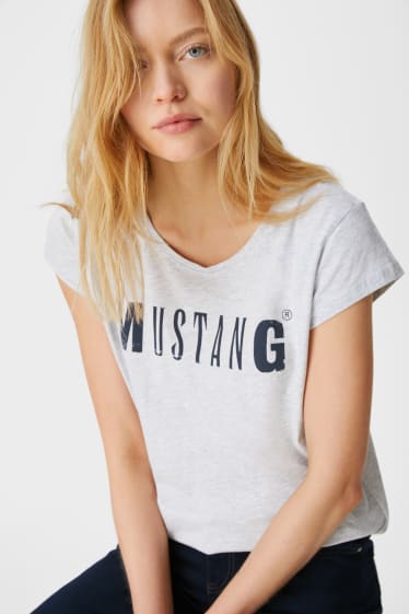 Kobiety - MUSTANG - T-shirt - jasnoszary-melanż