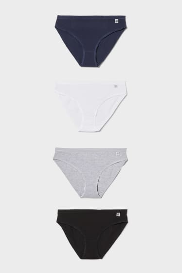 Damen - Multipack 4er - Slip - dunkelblau / weiß