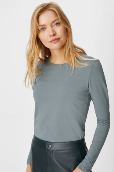 Mujer - Camiseta básica de manga larga - turquesa oscuro