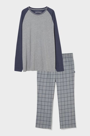 Men - Pyjamas - organic cotton - blue / gray