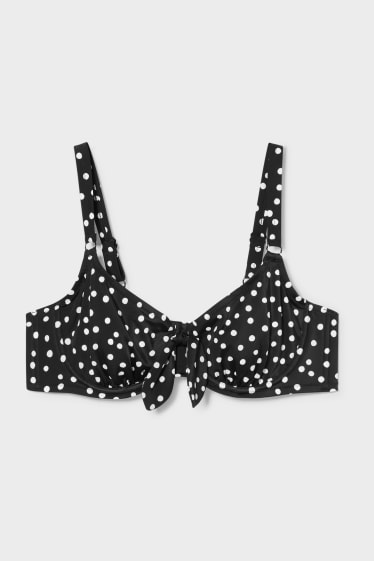 Damen - Bikini-Top - gepunktet - schwarz / weiss