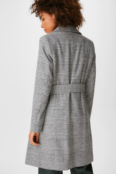 Women - Coat - check - light gray-melange