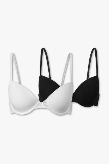 Women - Multipack of 2 - underwire bra - DEMI - organic cotton - black / white