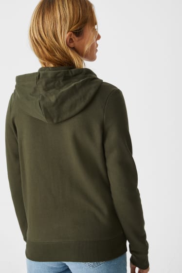 Dámské - Tepláková bunda Basic s kapucí - khaki