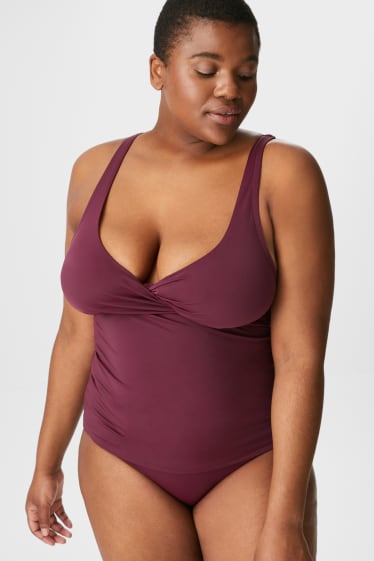 Femmes - Haut de tankini - ampliforme - rouge foncé