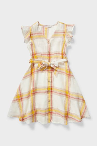 Children - Dress - check - light yellow