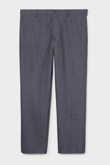 Men - Trousers - check - light gray / dark blue