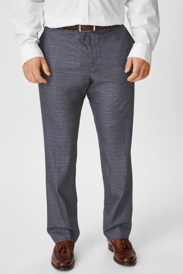 Men - Trousers - check - light gray / dark blue