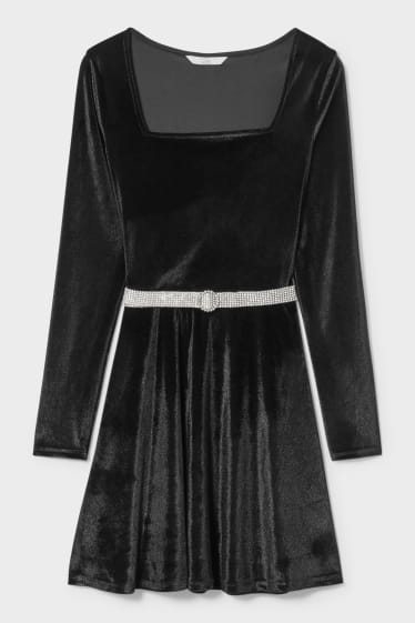 Dámské - CLOCKHOUSE - sametové šaty - černá