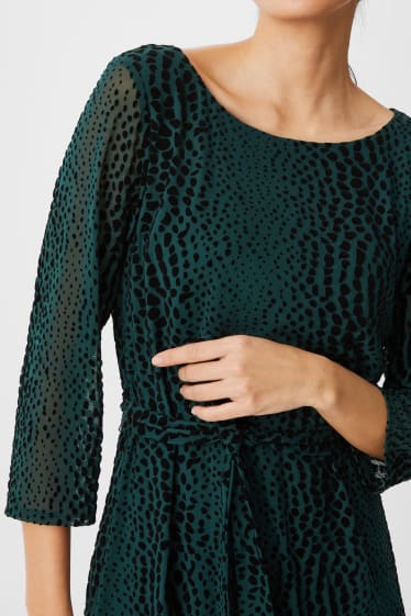 Women - A-line dress - dark green / black