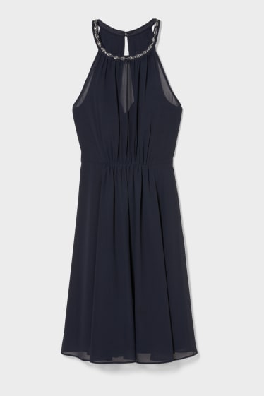 Damen - Fit & Flare Kleid - Glanz-Effekt - festlich - dunkelblau