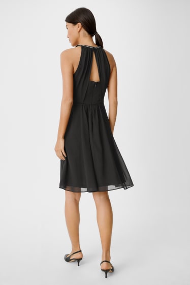 Damen - Fit & Flare Kleid - Glanz-Effekt - festlich - schwarz