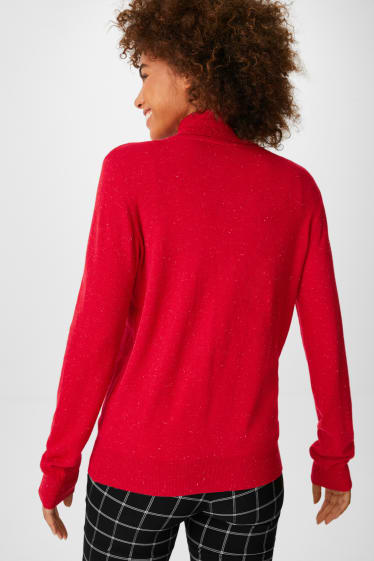 Women - Polo neck jumper - red