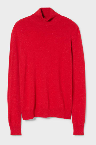 Women - Polo neck jumper - red