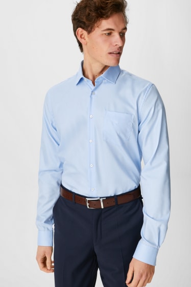 Hommes - Chemise de bureau - regular fit - cutaway - manches ultralongues - bleu clair