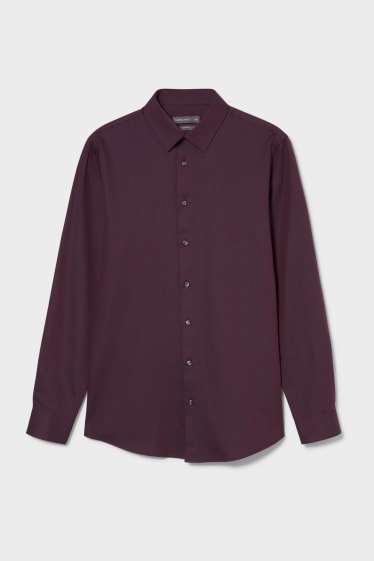 Heren - Business-overhemd - Slim Fit - Kent - donkerrood
