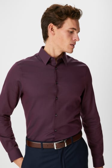 Uomo - Camicia business - slim fit - collo all'italiana - rosso scuro