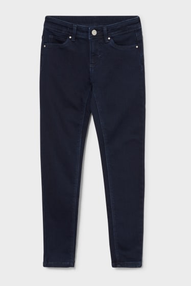 Kinderen: meisjes - Skinny jeans - thermojeans - jeansdonkerblauw