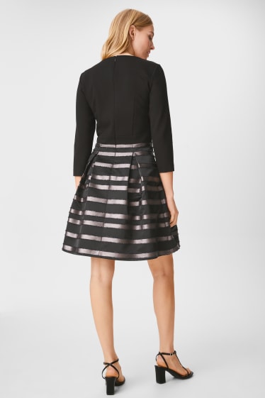 Women - Fit & flare dress - shiny - formal - black