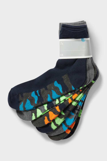 Enfants - Lot de 7 - chaussettes - bleu foncé