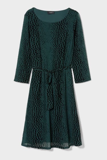 Women - A-line dress - dark green / black