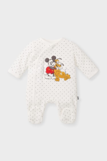 Baby's - Mickey Mouse - babypyjama - met stippen - wit / blauw