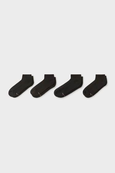 Dames - Set van 4 - sneakersokken - zwart