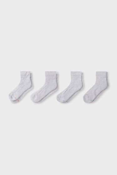 Dames - Set van 4 - sokken - licht grijs-mix