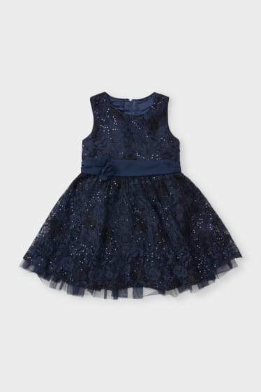 Kinder - Kleid - Glanz-Effekt - festlich - dunkelblau