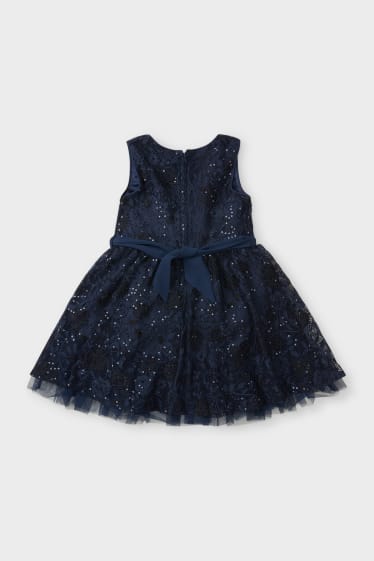 Kinder - Kleid - Glanz-Effekt - festlich - dunkelblau