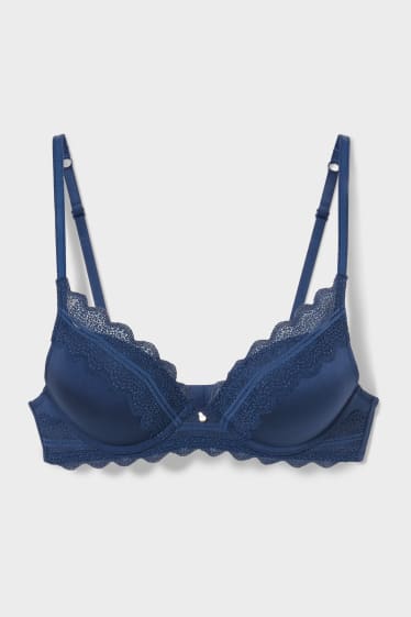 Dames - BH met beugels - PLUNGE - push up - donkerblauw