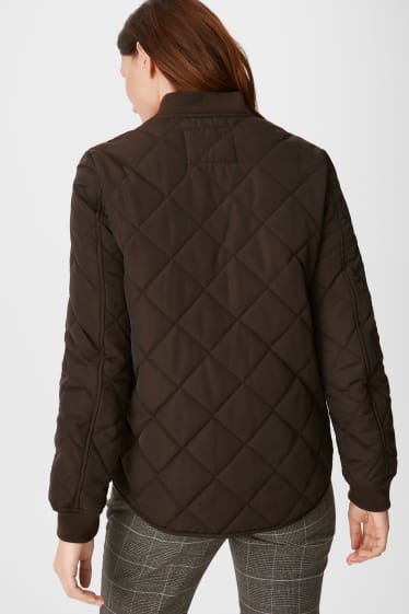 Women - Quilted jacket - recycled - dark brown