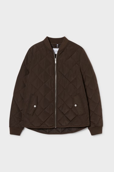 Women - Quilted jacket - recycled - dark brown