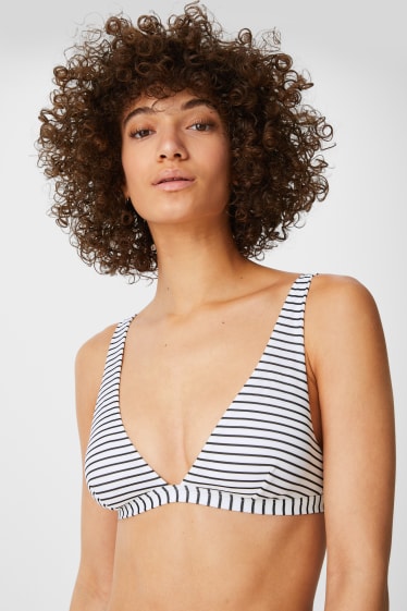 Mujer - Top de bikini - con relleno - De rayas - blanco / negro