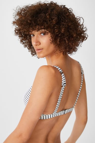 Women - Bikini top - padded - striped - white / black