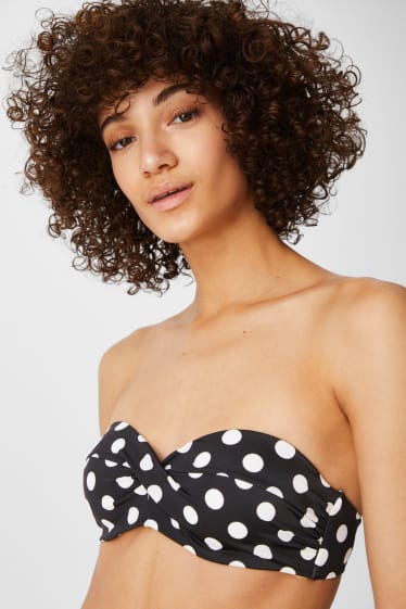 Damen - Bikini-Top - gepunktet - schwarz / weiß