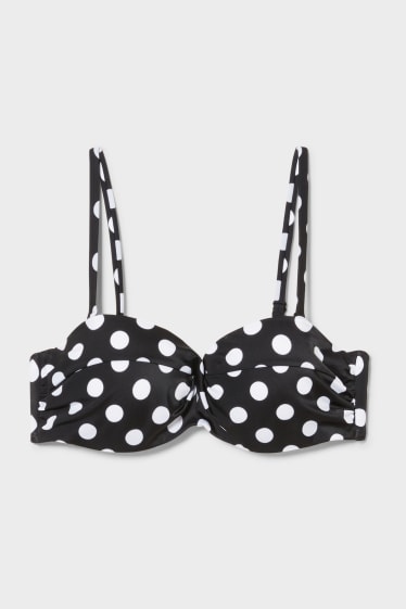 Damen - Bikini-Top - gepunktet - schwarz / weiß