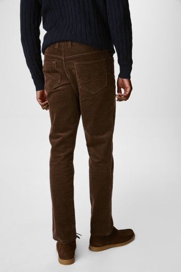 Hommes - Pantalon en velours - regular fit - marron