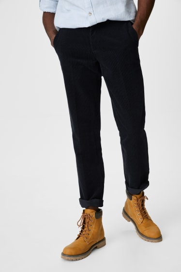 Men - Corduroy trousers - regular fit - dark blue