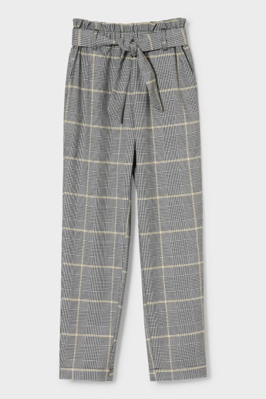 Enfants - Pantalon - à carreaux - noir / or