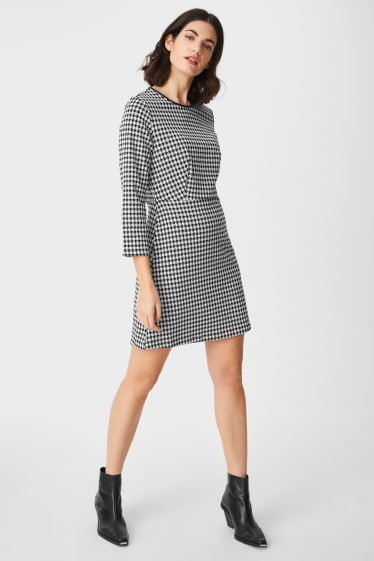 Women - Fit & flare dress - check - gray / black